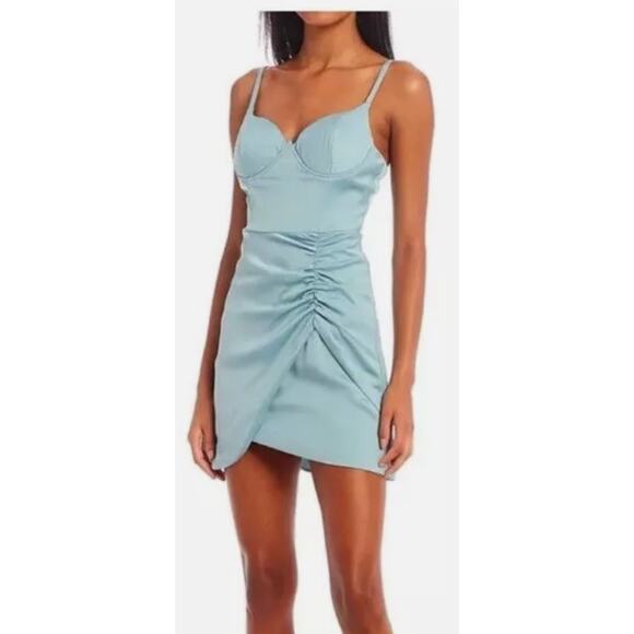 Dear Moon NEW‎ NWT Juniors Light Blue Silk Mini Dress - Size 7 - Picture 1 of 5